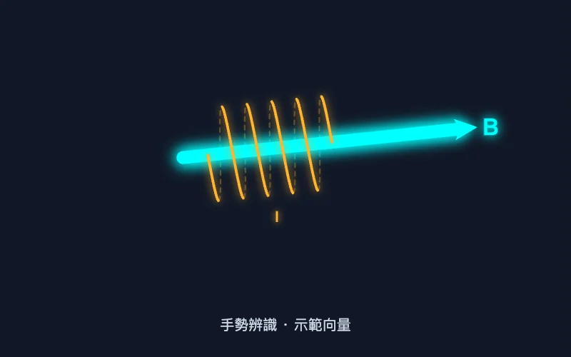 示範手勢的電流、磁場與方向向量