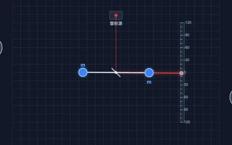 卡文迪西扭秤模擬的實際操作畫面