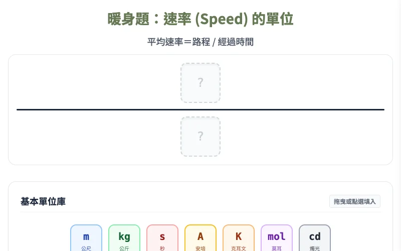 單位與因次挑戰的概念預覽