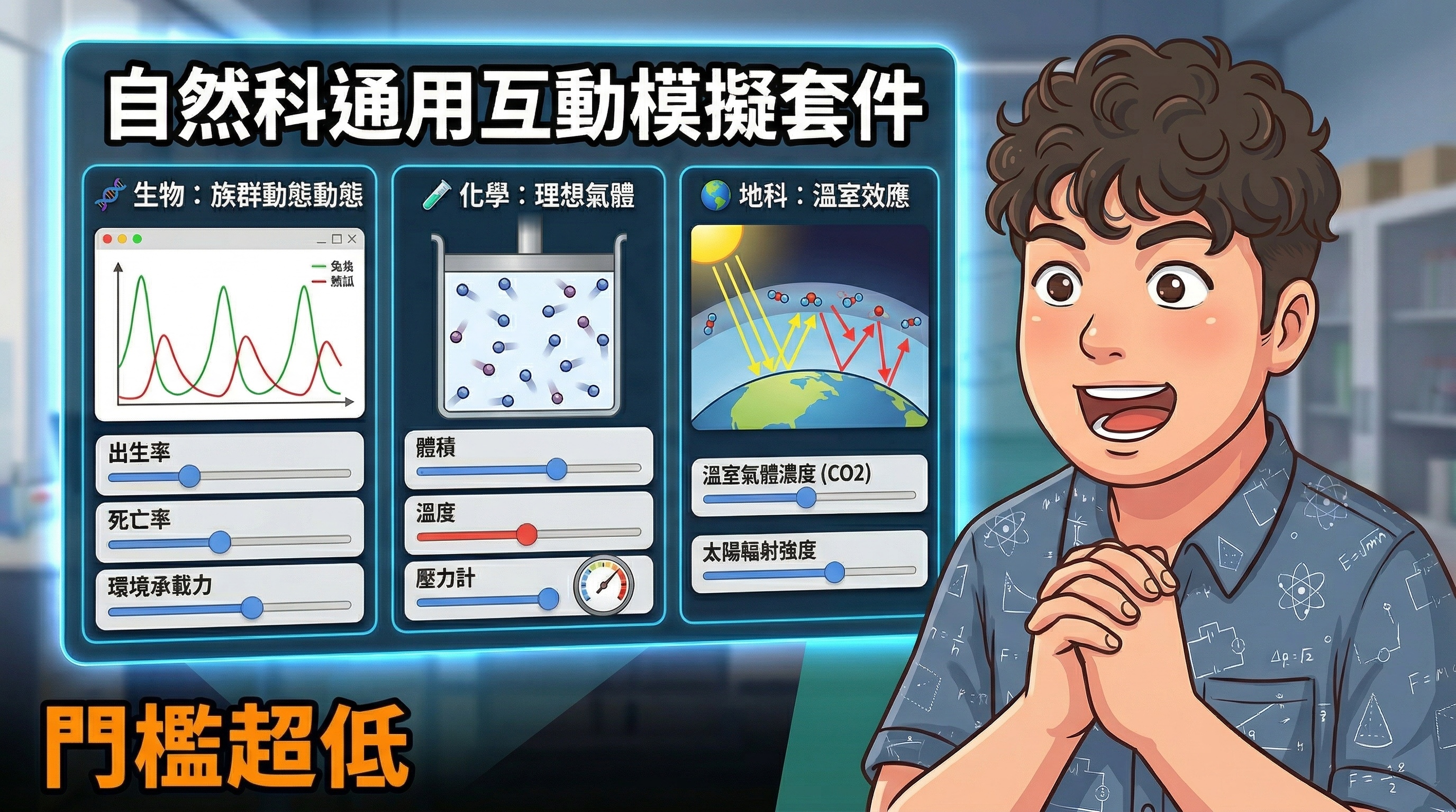 自然科互動模擬：三個跨領域課堂範例 — 阿偉的物理 x AI 實驗室